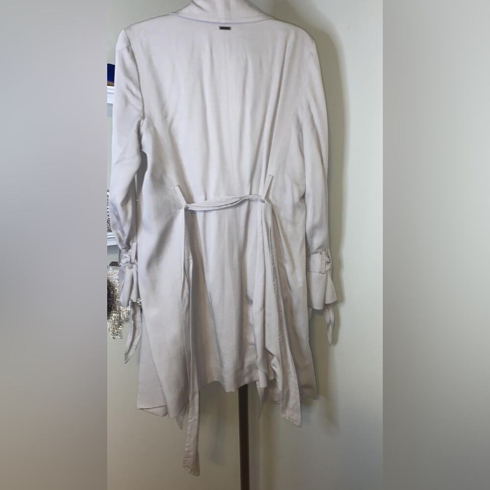 Women's cardigan, with flap, open front, thin, long sleeves, irregular hem - Picture 5 of 12